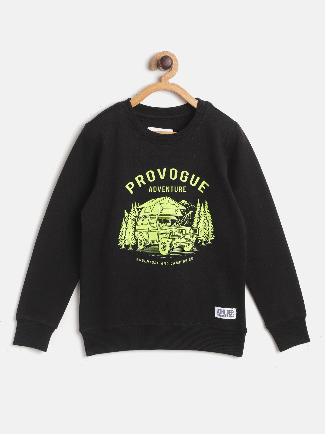 

Provogue Boys Black & Fluorescent Green Pure Cotton Printed Sweatshirt