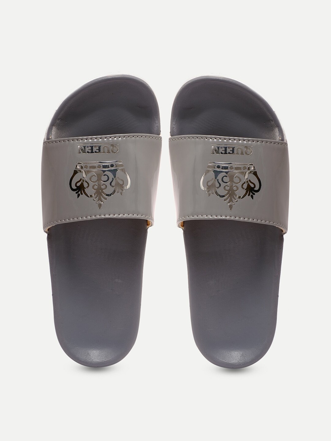 

FREECO Women Grey & White Printed Sliders