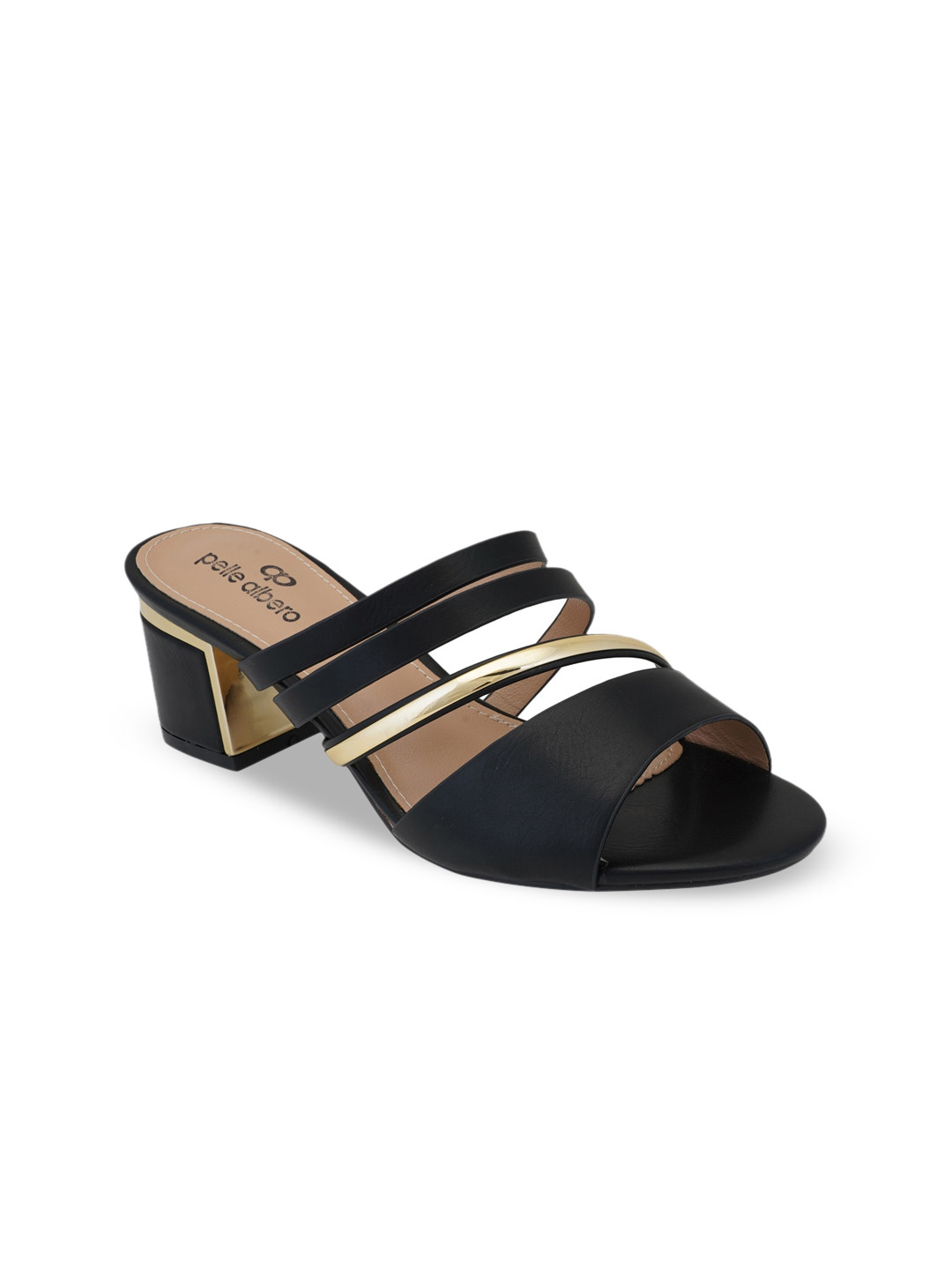 

pelle albero Women Black Open Toe Block Heels