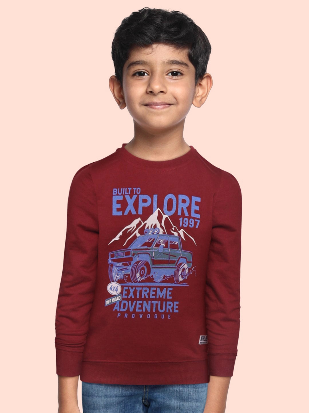 

Provogue Boys Maroon & Blue Typography Print Sweatshirt