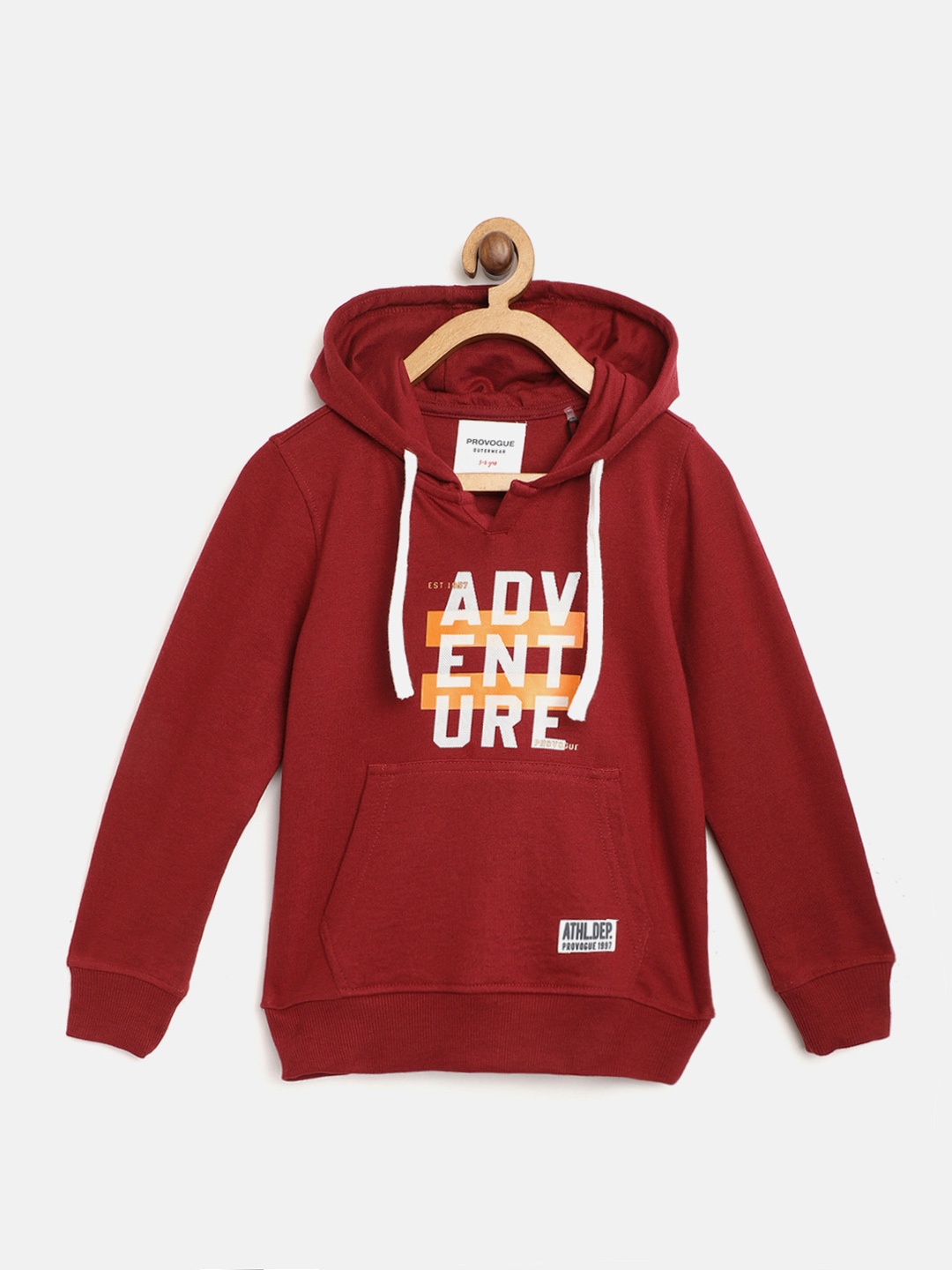 

Provogue Boys Maroon Printed Hooded Sweatshirt