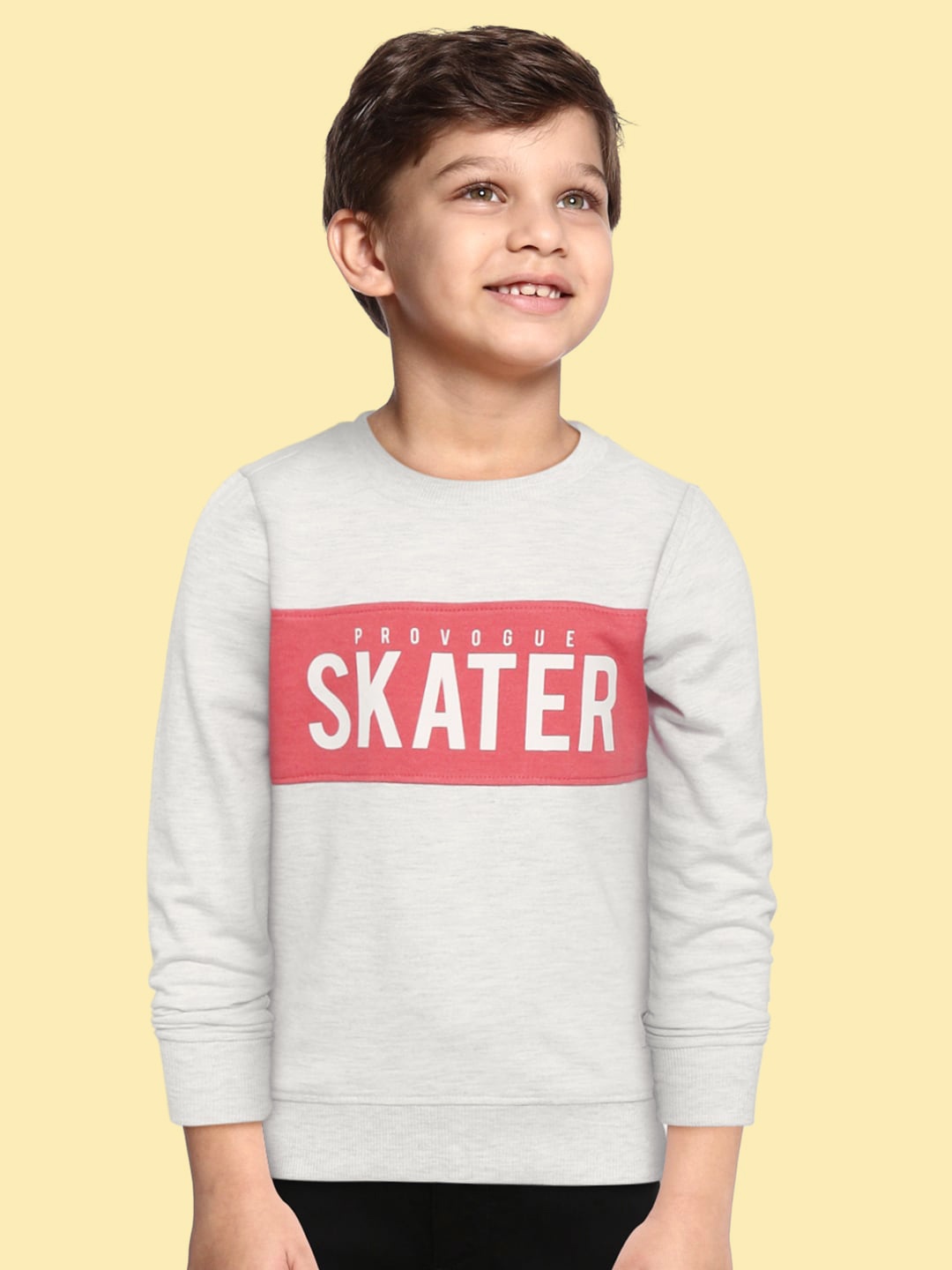 

Provogue Boys Grey Melange & Pink Typography Print Sweatshirt