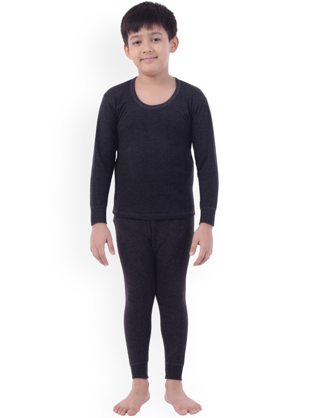 

Zoom Minimondo Kids Black Solid Cotton Thermal Set