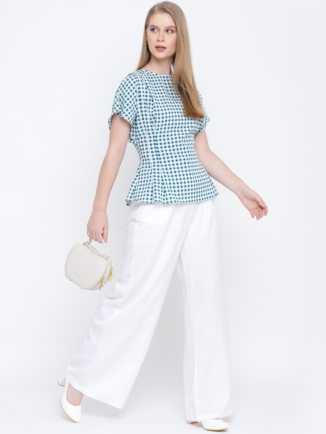 

Oxolloxo Women High-Rise Pleated Parallel Trousers, White