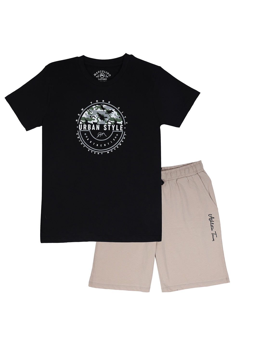 

Masculino Latino Boys Black Tshirt & Shorts Set