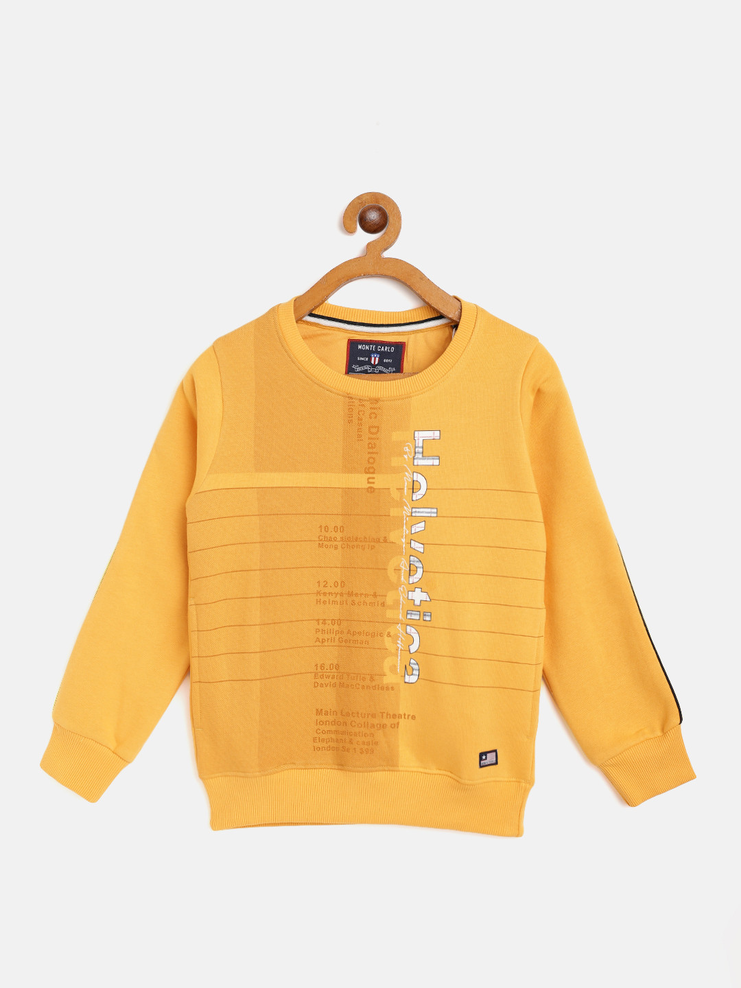 

Monte Carlo Boys Mustard Yellow Typography Printed Sweatshirt