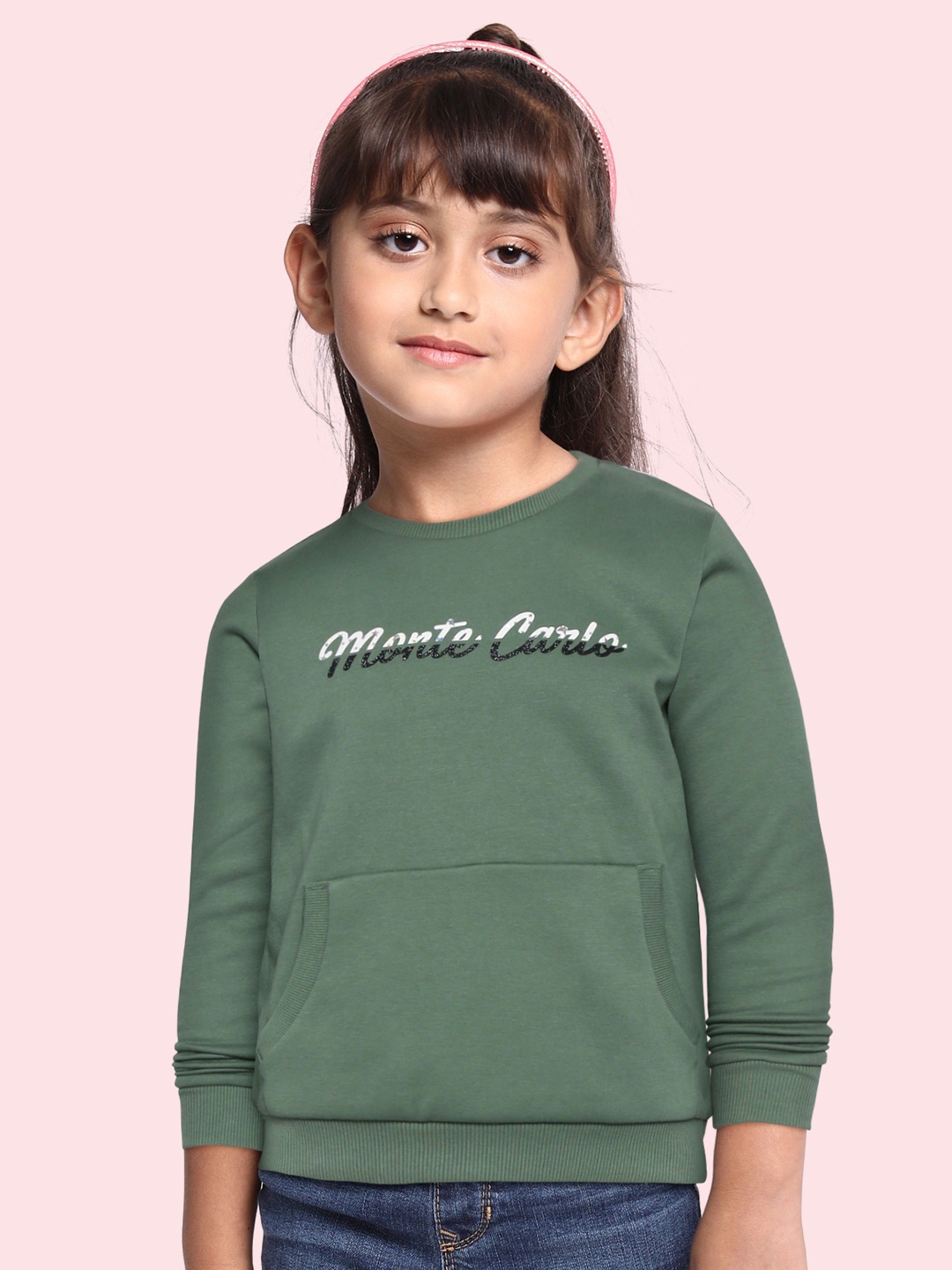 

Monte Carlo Girls Olive Green & Black Brand Logo Print Sweatshirt