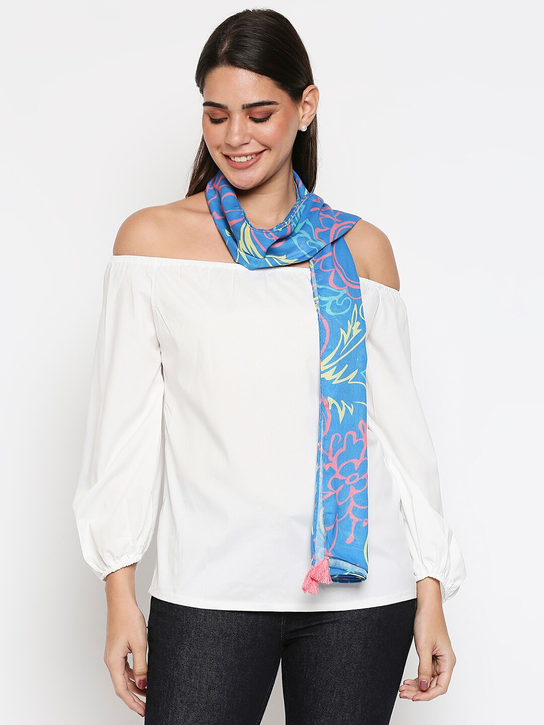 20Dresses Women Blue & Yellow Printed Scarf
