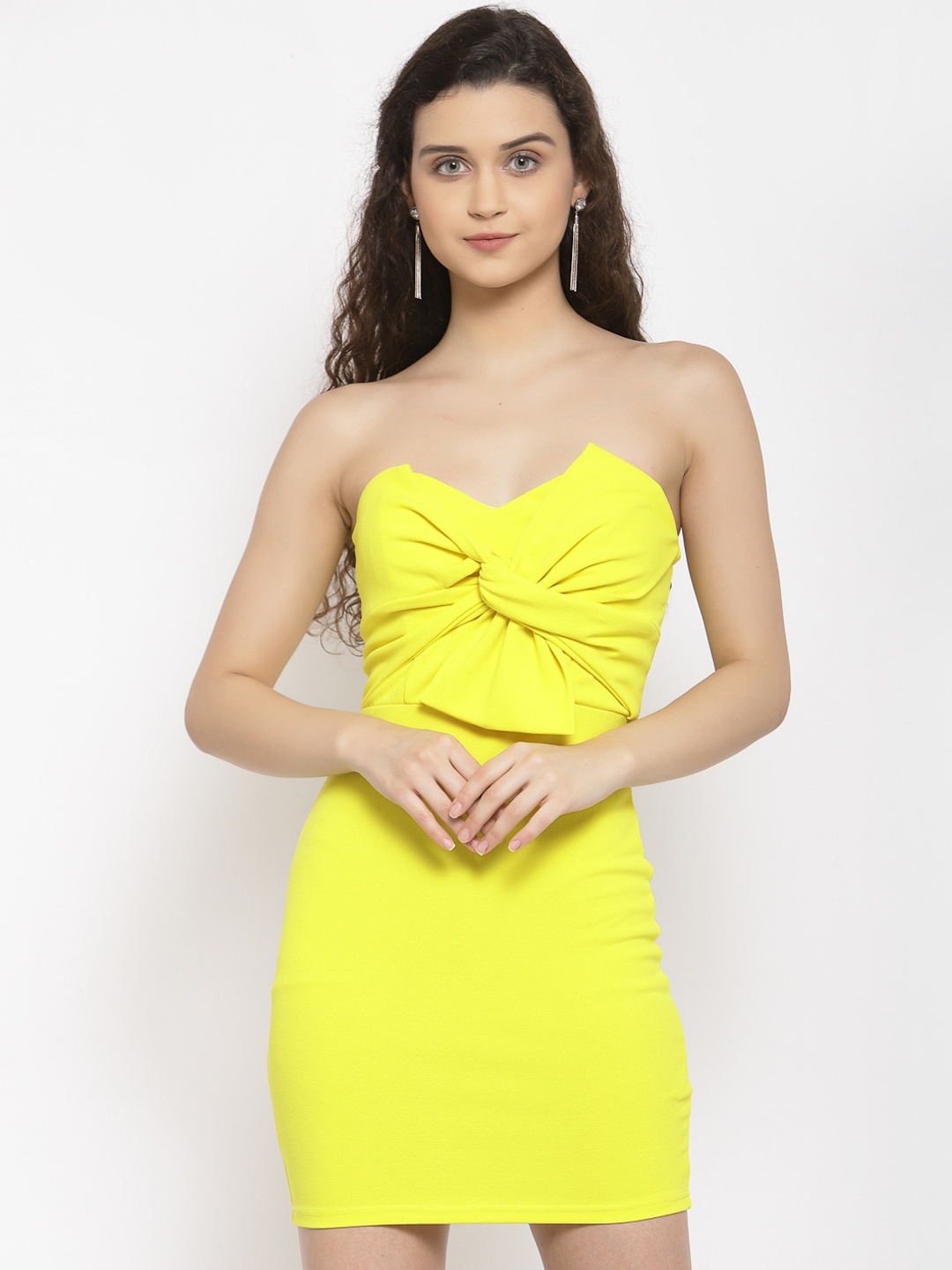 

iki chic Yellow Scuba Bodycon Mini Dress