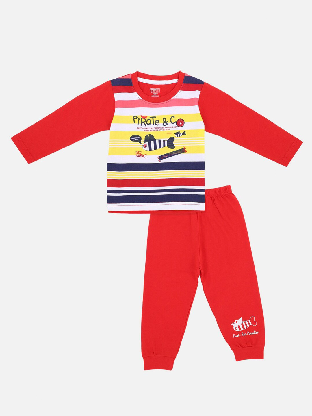 

Bodycare Kids Boys Red & Yellow Printed T-shirt with Trousers
