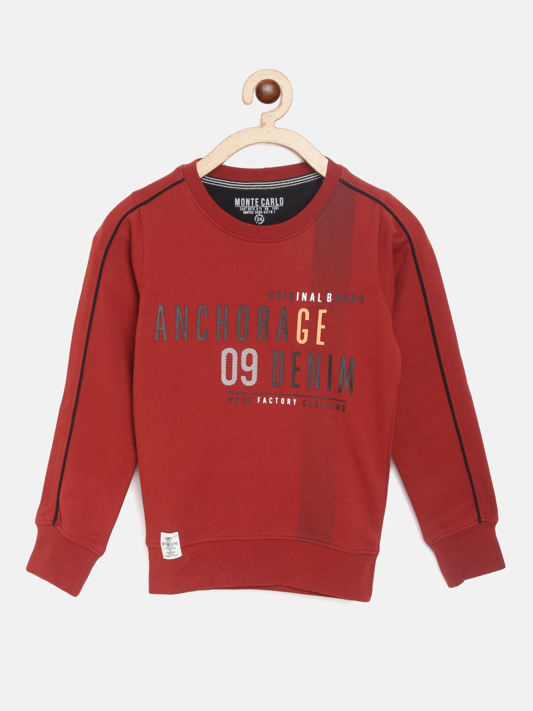

Monte Carlo Boys Rust Brown & Black Pure Cotton Printed Sweatshirt