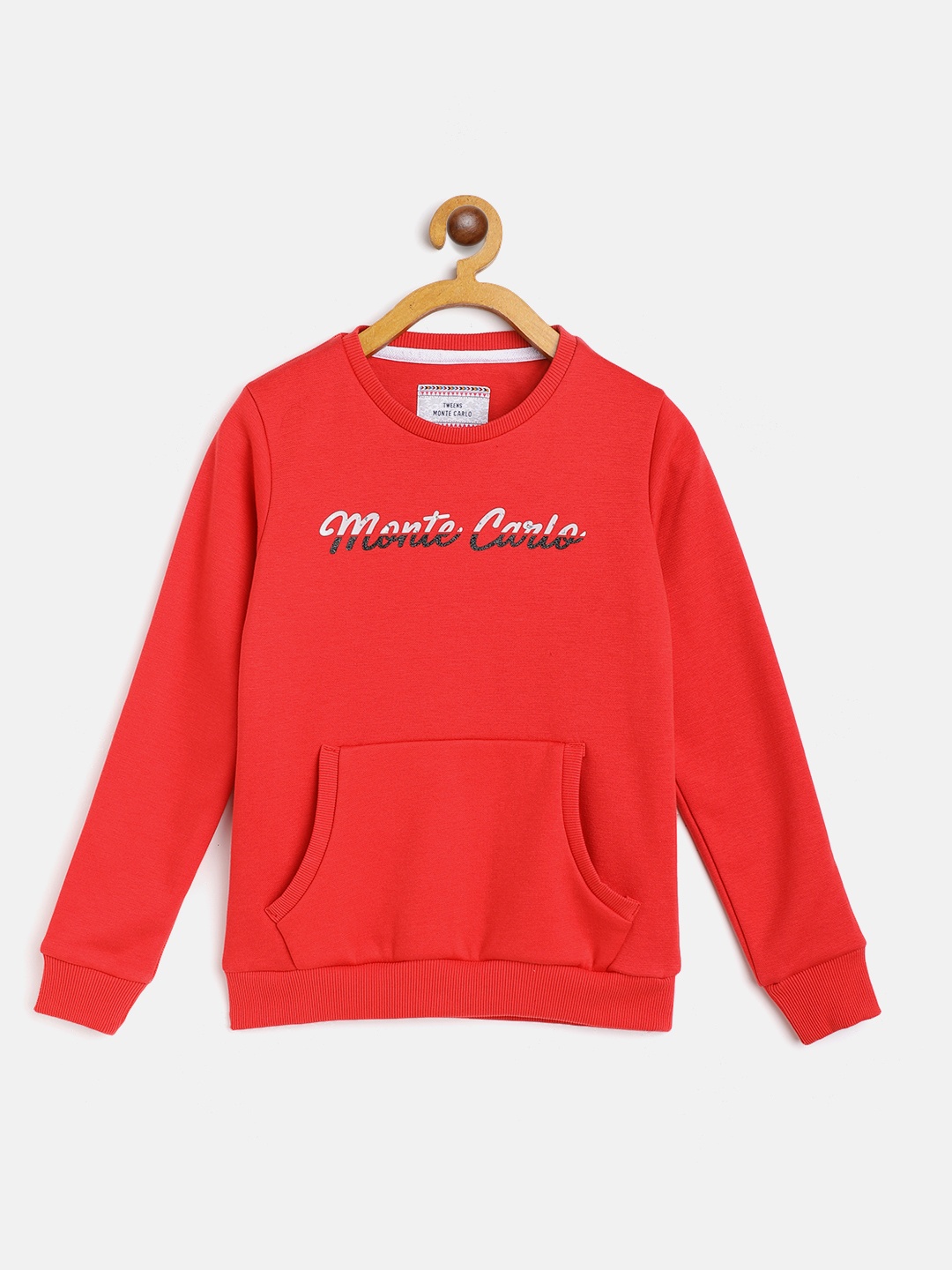 

Monte Carlo Girls Coral Pink & Black Brand Logo Print Sweatshirt