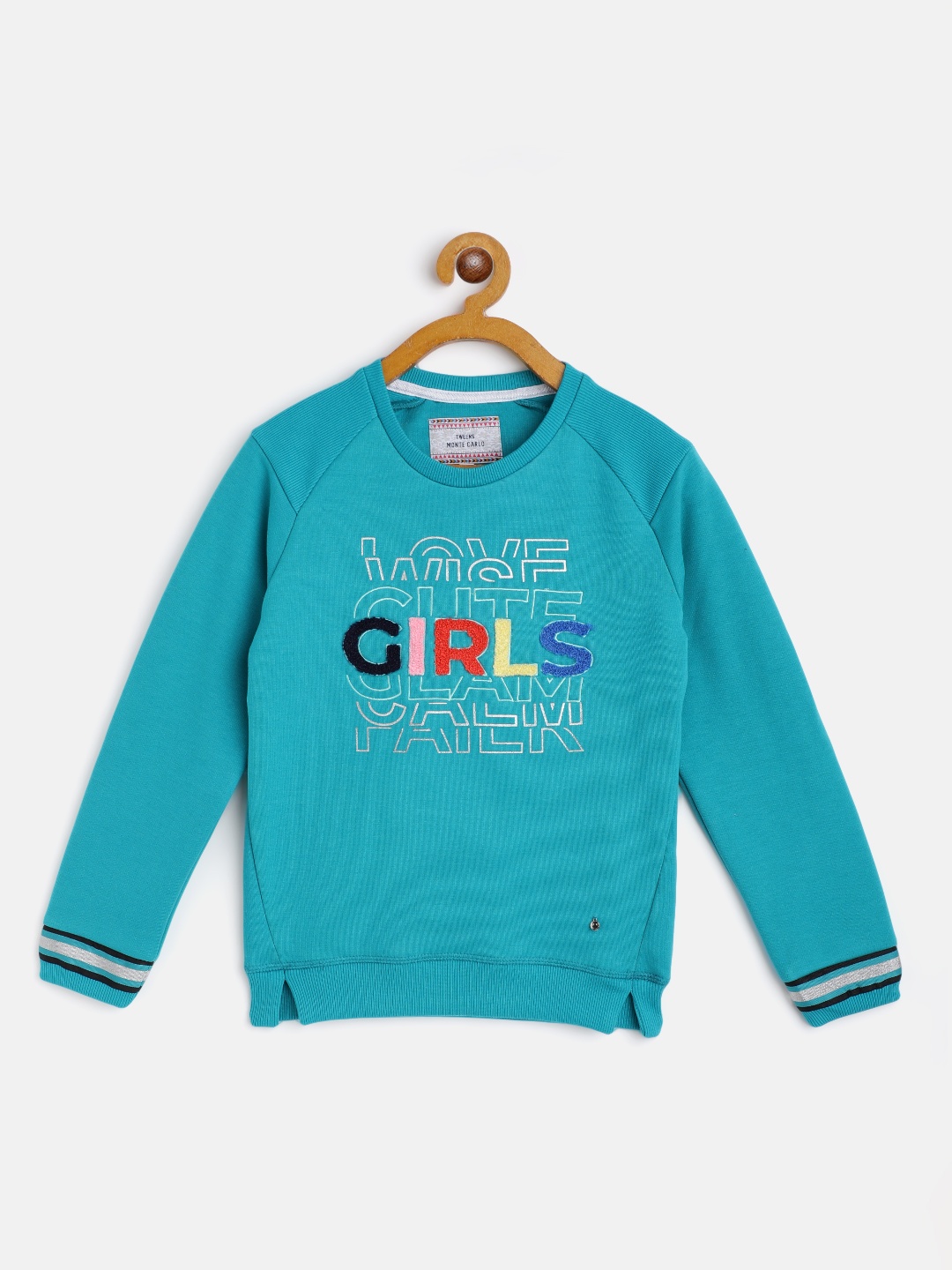 

Monte Carlo Girls Turquoise Blue & White Printed Sweatshirt