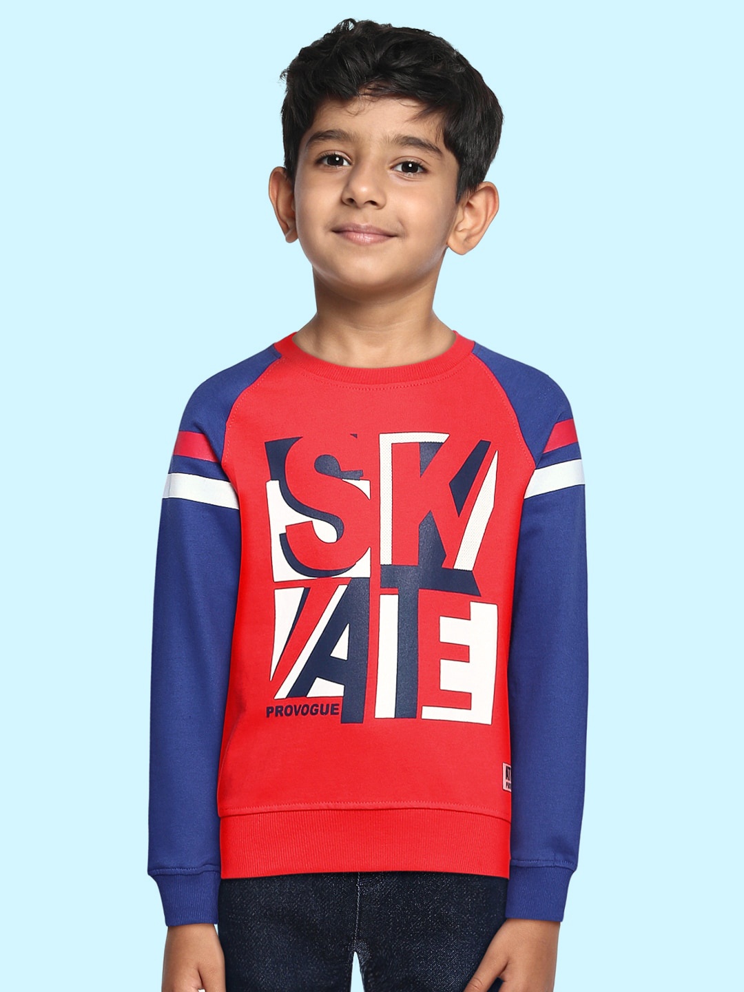 

Provogue Boys Red Printed Pure Cotton Sweatshirt