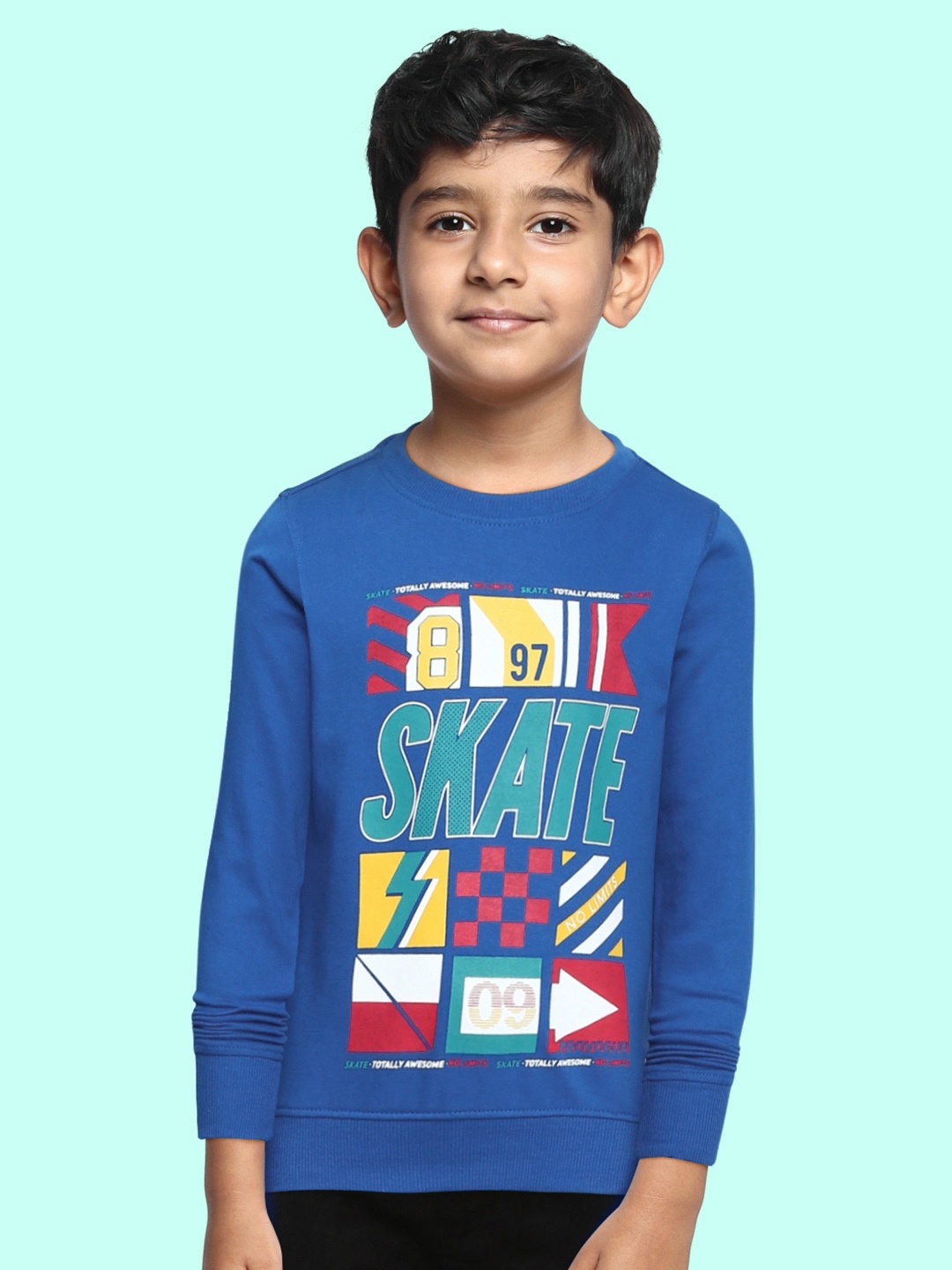 

Provogue Boys Blue Graphic Printed Pure Cotton Pullover
