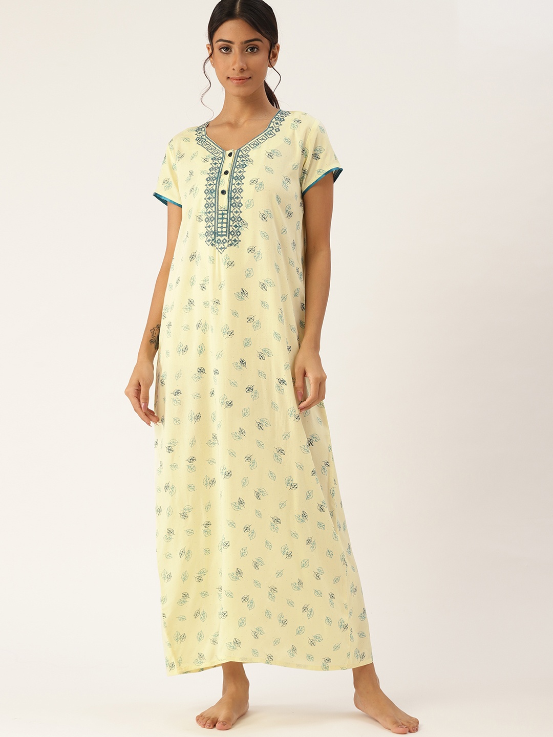 

ETC Yellow Checked Maxi Nightdress