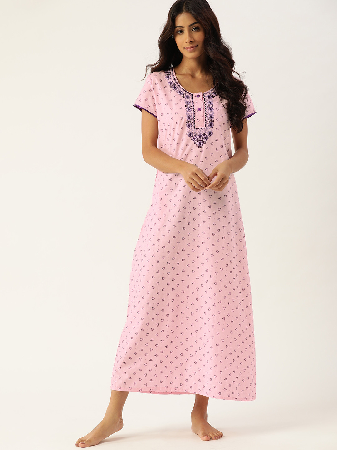 

ETC Pink & Purple Floral Print Maxi Nightdress