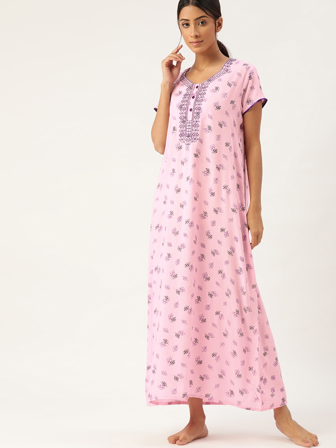 

ETC Pink & Blue Printed Maxi Nightdress