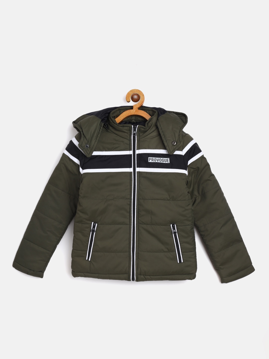 

Provogue Boys Olive Green & Black Padded Jacket with Detachable Hood