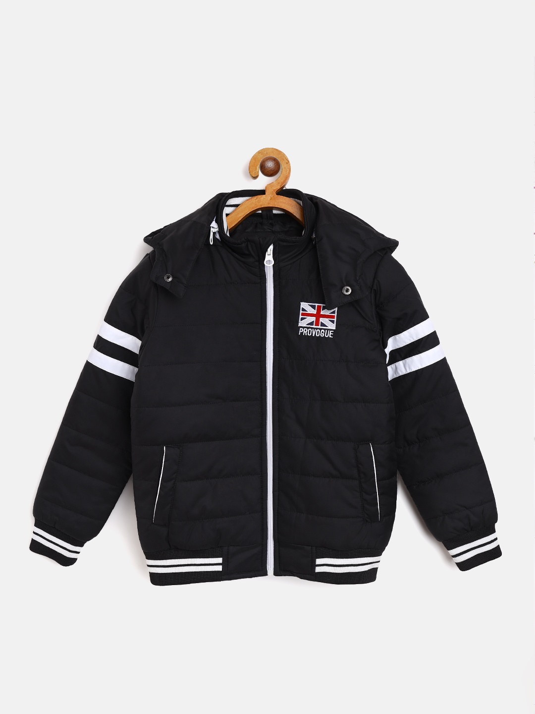 

Provogue Boys Black Bomber Jacket with Detachable Hood