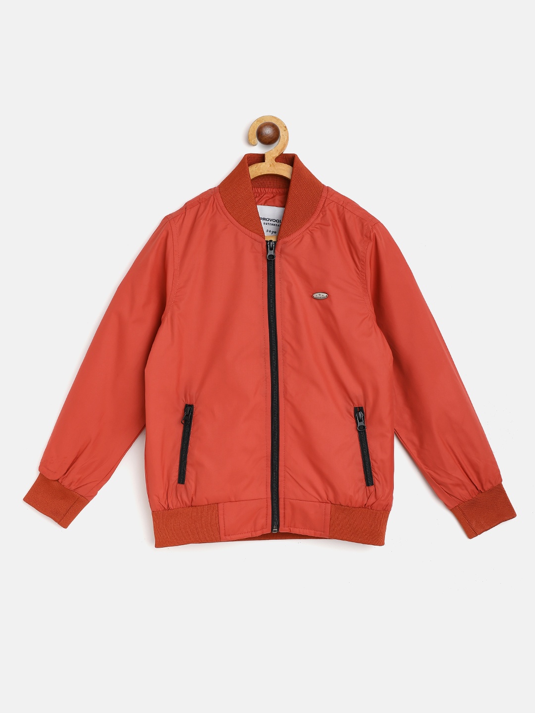 

Provogue Boys Rust Red Solid Bomber Jacket