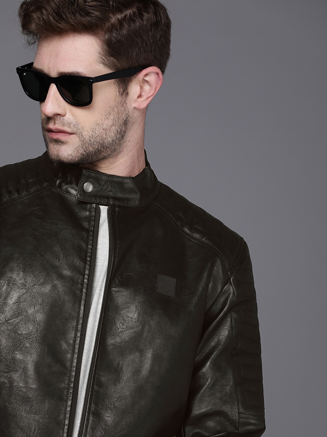 

WROGN Men Black Solid Biker Jacket