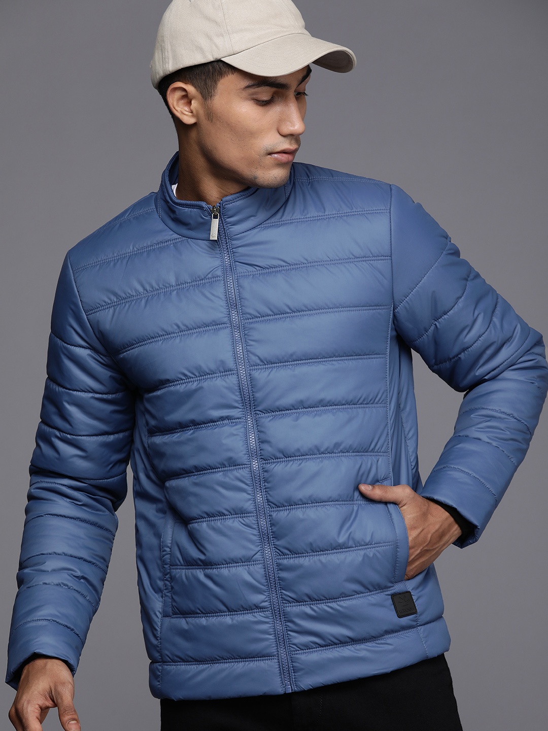 

WROGN Men Teal Blue Solid Puffer Jacket