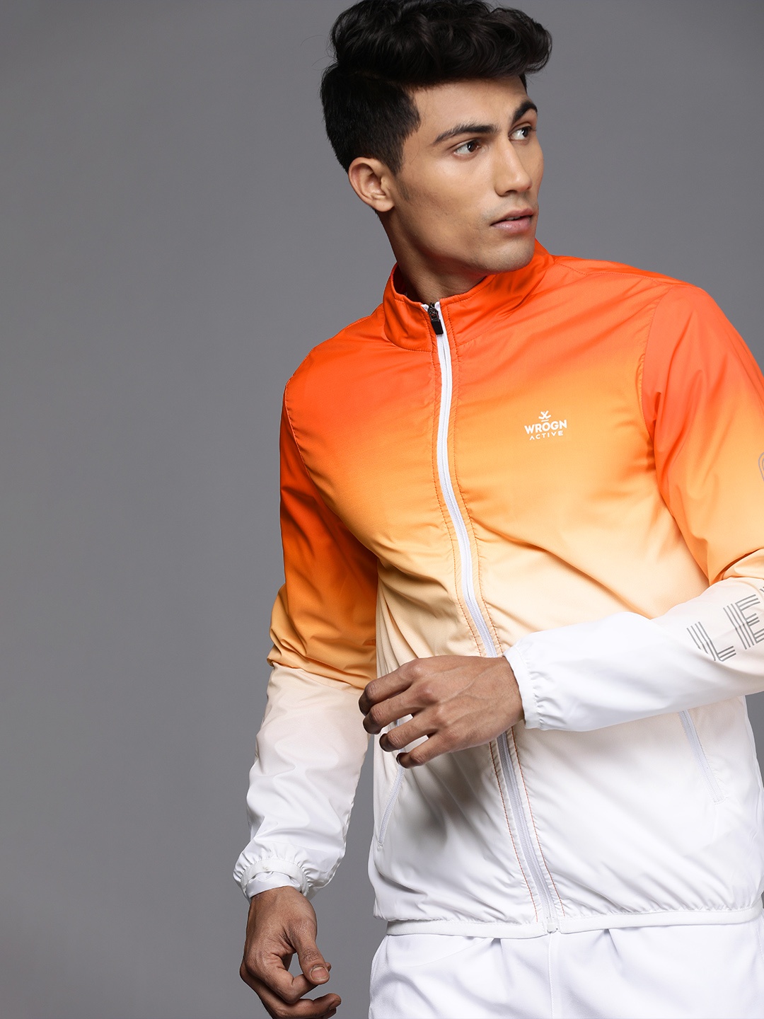 

WROGN ACTIVE Men Orange & White Ombre Sporty Jacket