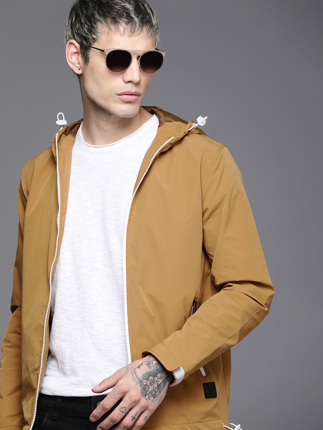 

WROGN Men Mustard Solid Bomber Jacket