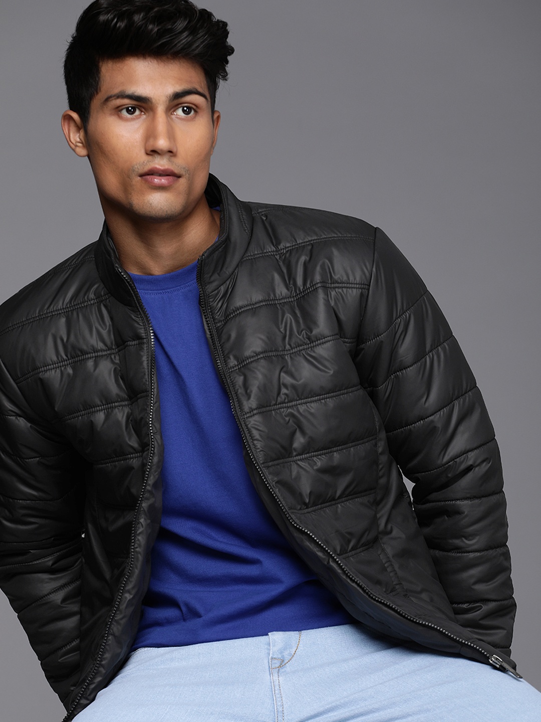 

WROGN Men Black Padded Jacket