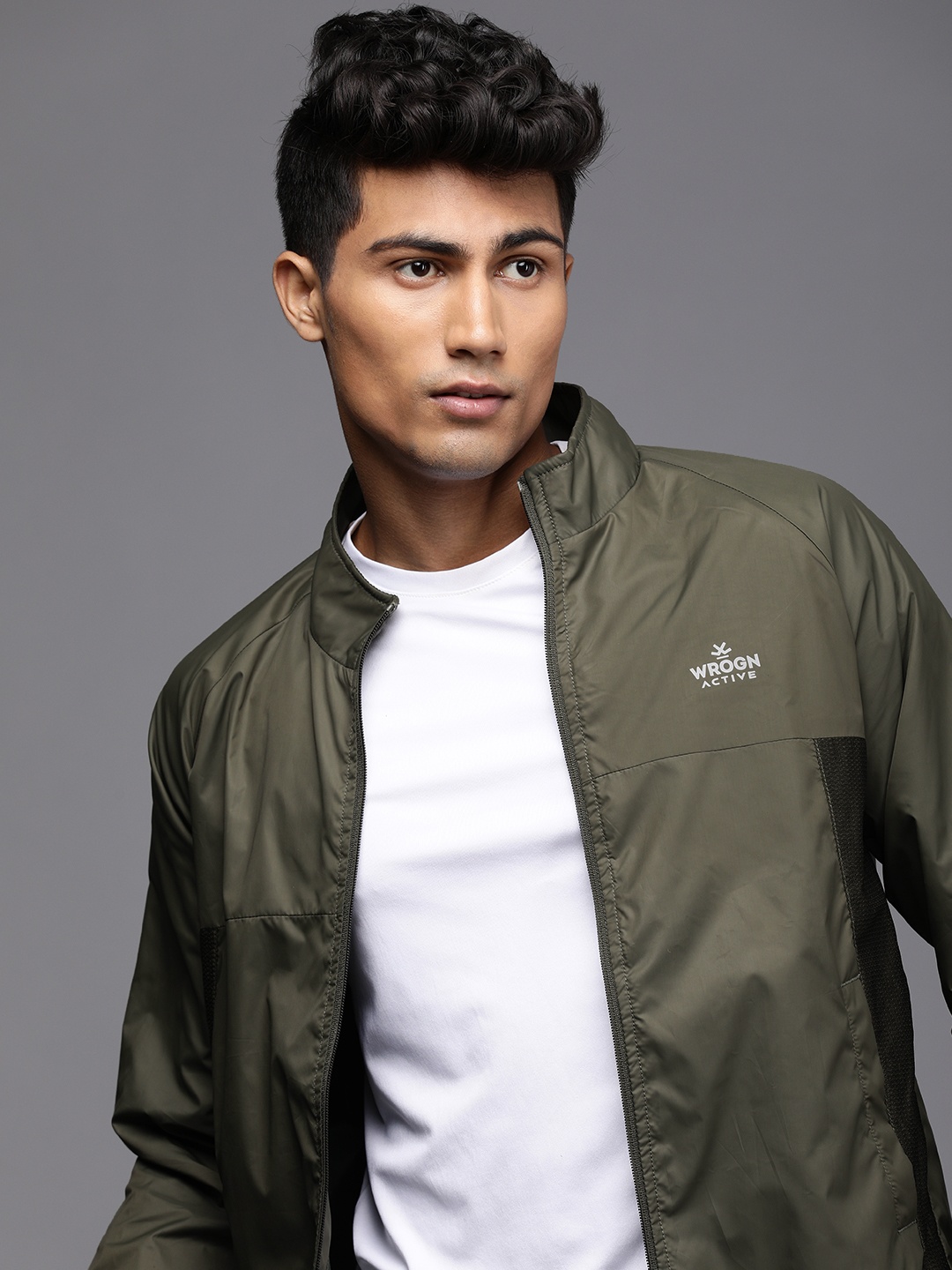 

WROGN ACTIVE Men Olive Green Slim Fit Sporty Jacket