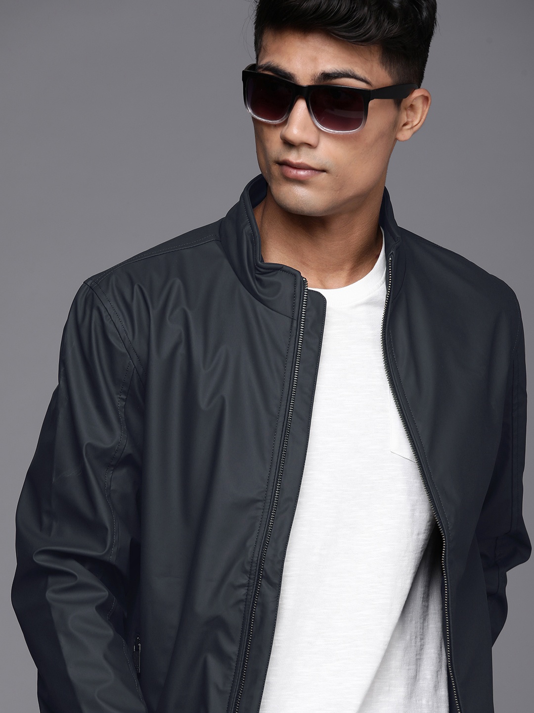 

WROGN Men Navy Bomber Jacket, Navy blue