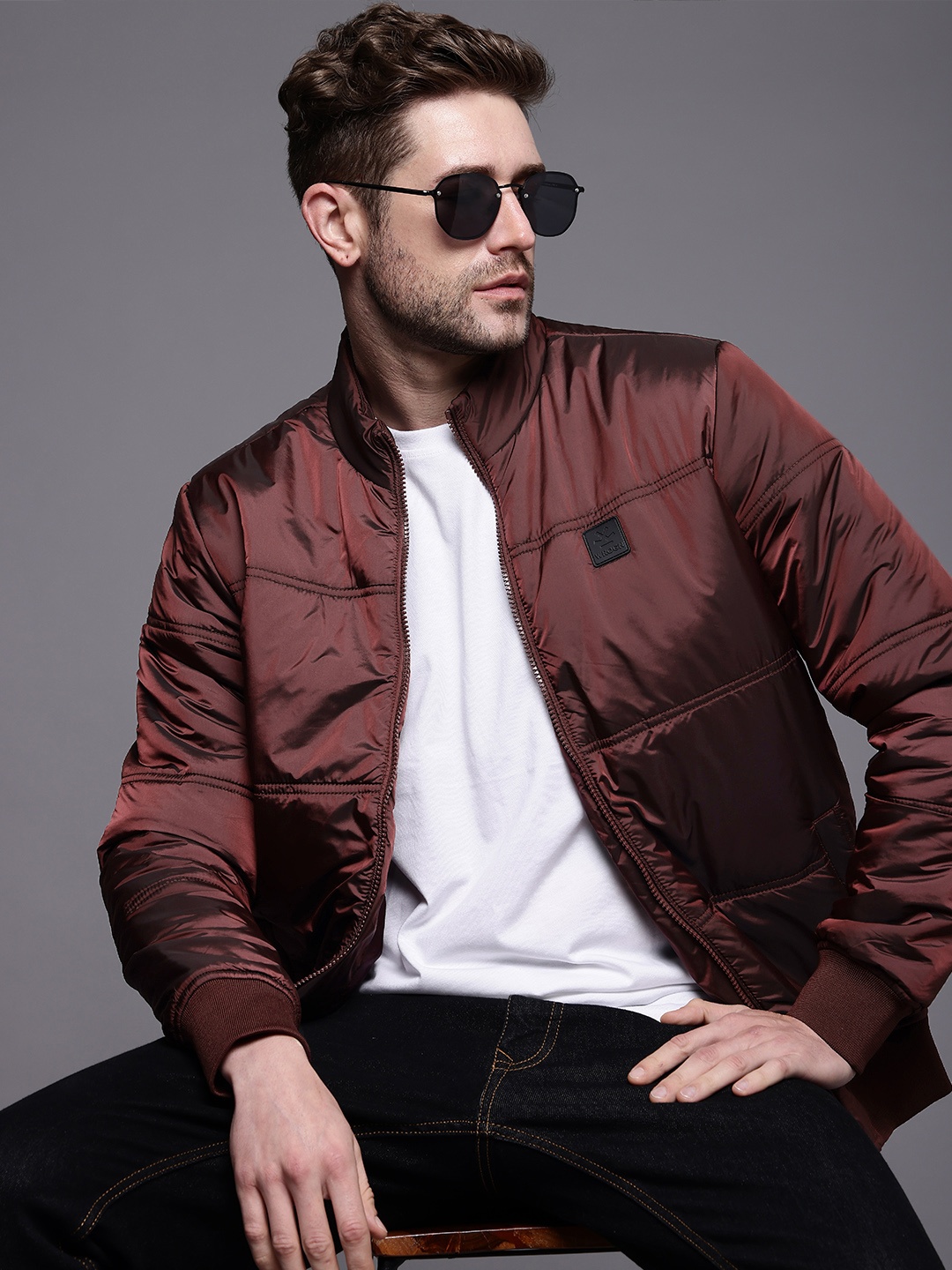 

WROGN Men Maroon Puffer Jacket