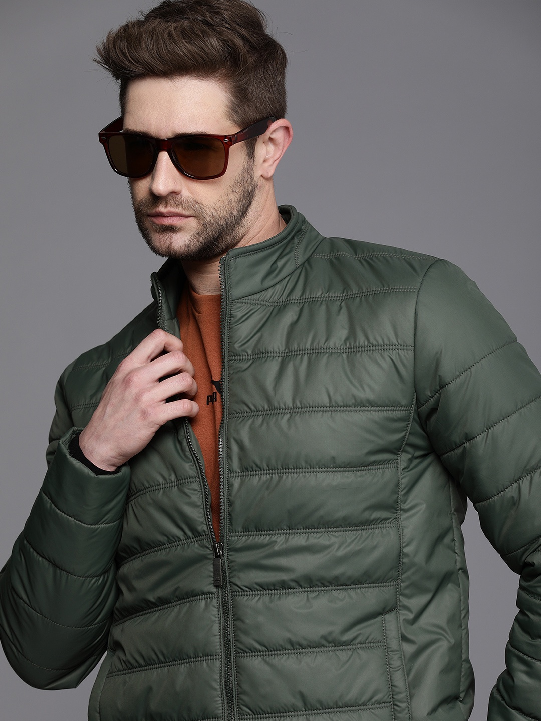 

WROGN Men Green Padded Jacket