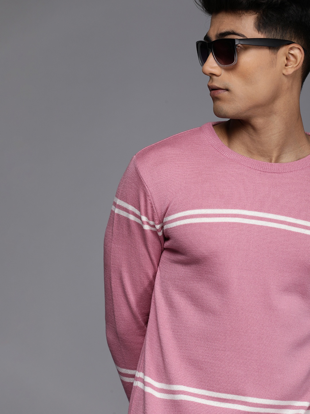 

WROGN Men Pink Colourblocked Pullover