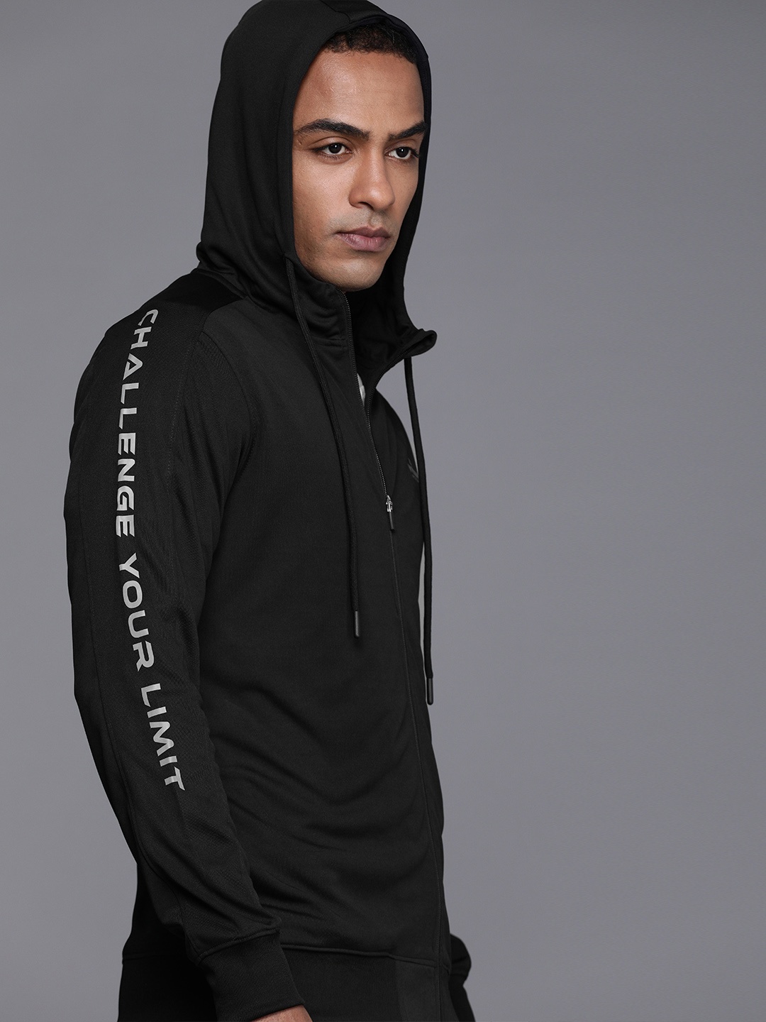 

WROGN ACTIVE Men Black Hooded Sweatshirt