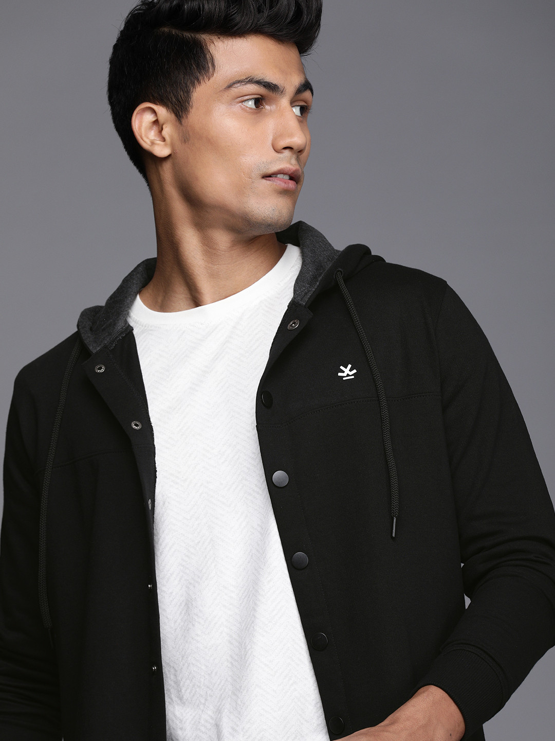 

WROGN Men Black Hooded Sweatshirt