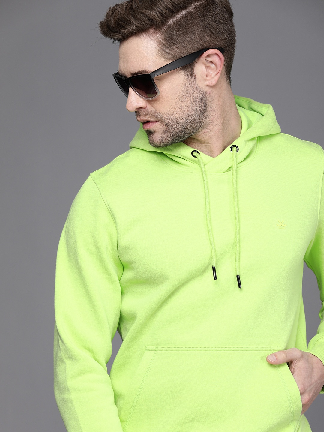 

WROGN Men Green Hooded Sweatshirt