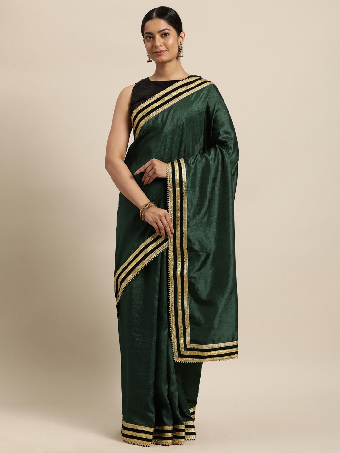 

Janasya Green Poly Silk Saree
