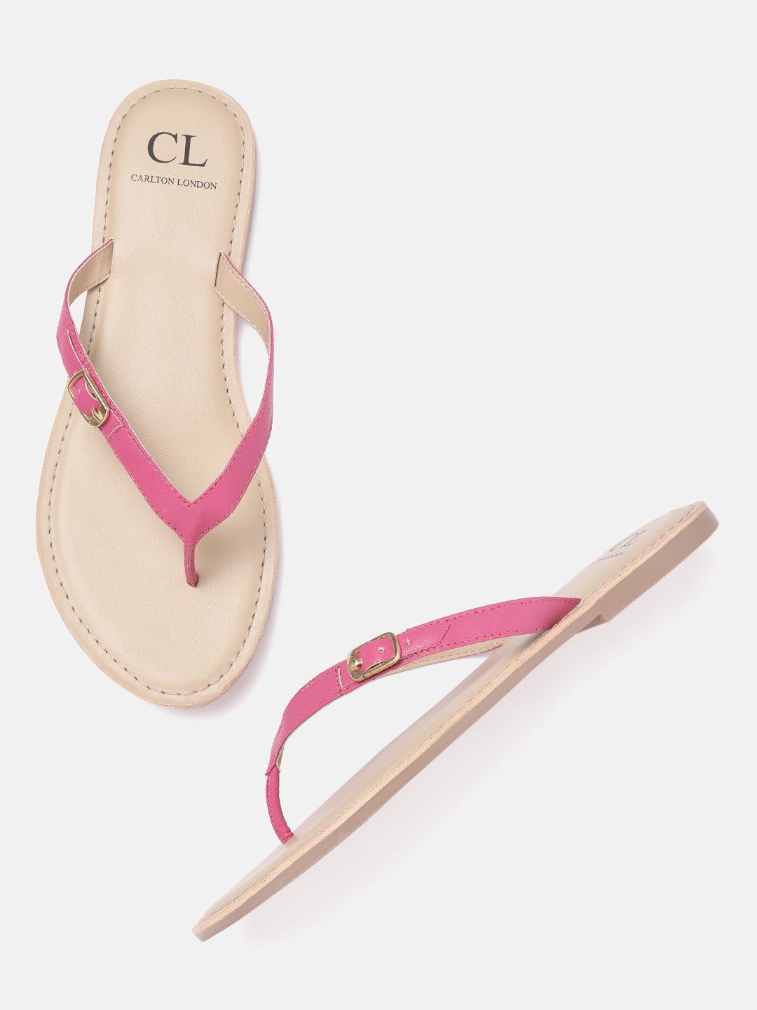 

Carlton London Women Fuchsia Solid Open Toe Flats with Buckles