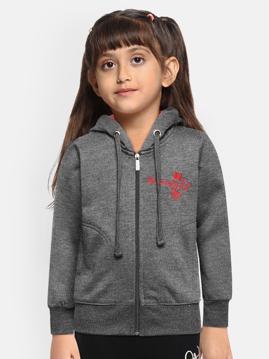 

ADBUCKS Girls Grey Hooded Sweatshirt