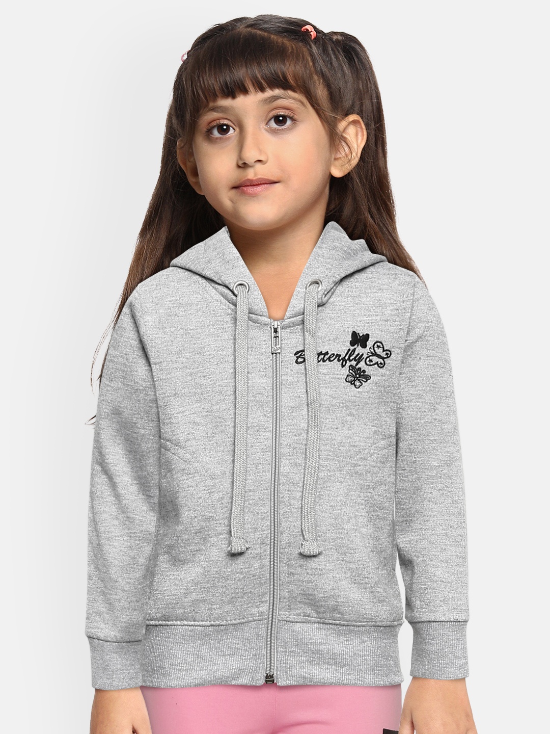 

ADBUCKS Girls Grey Hooded Sweatshirt