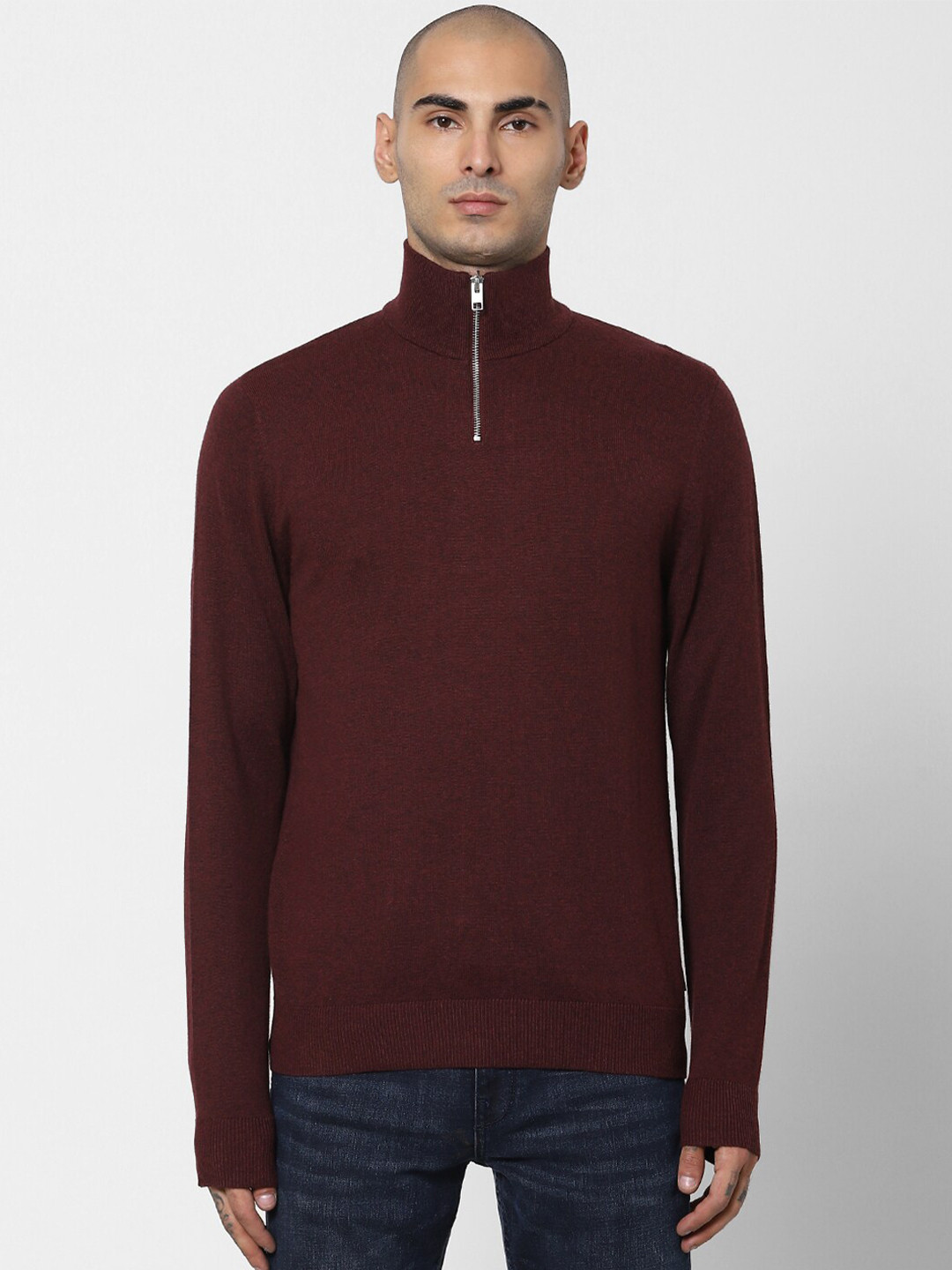 

Jack & Jones Men Maroon Cotton Pullover Sweater