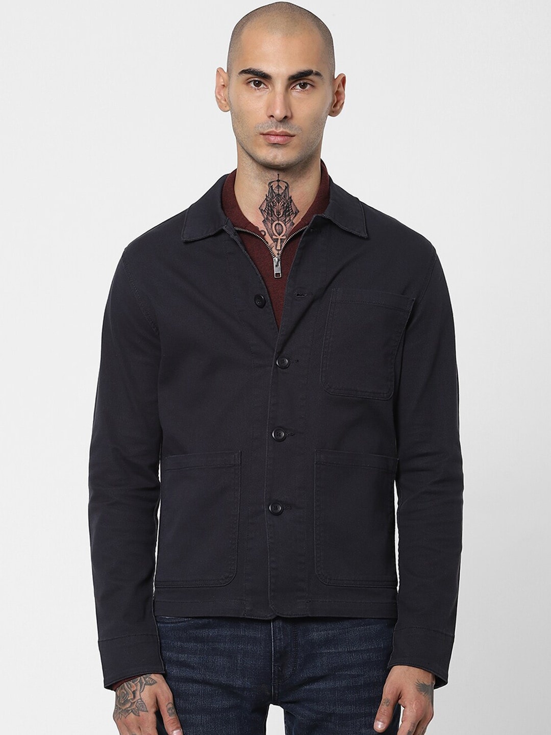 

Jack & Jones Men Navy Blue Tailored Jacket
