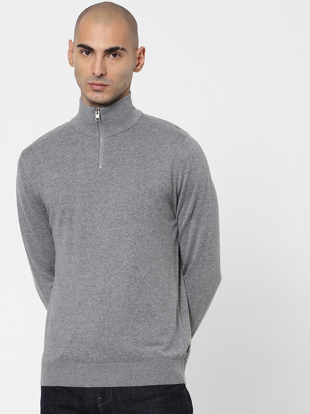 

Jack & Jones Men Grey Melange Pullover Sweater