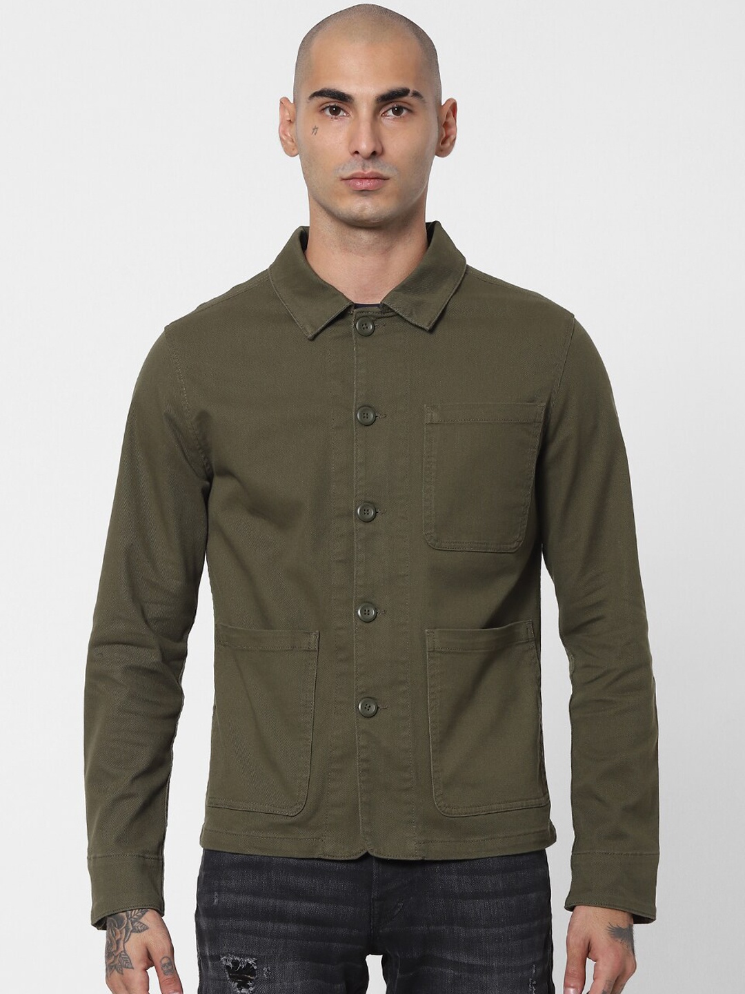 

Jack & Jones Men Olive Green Tailored Jacket