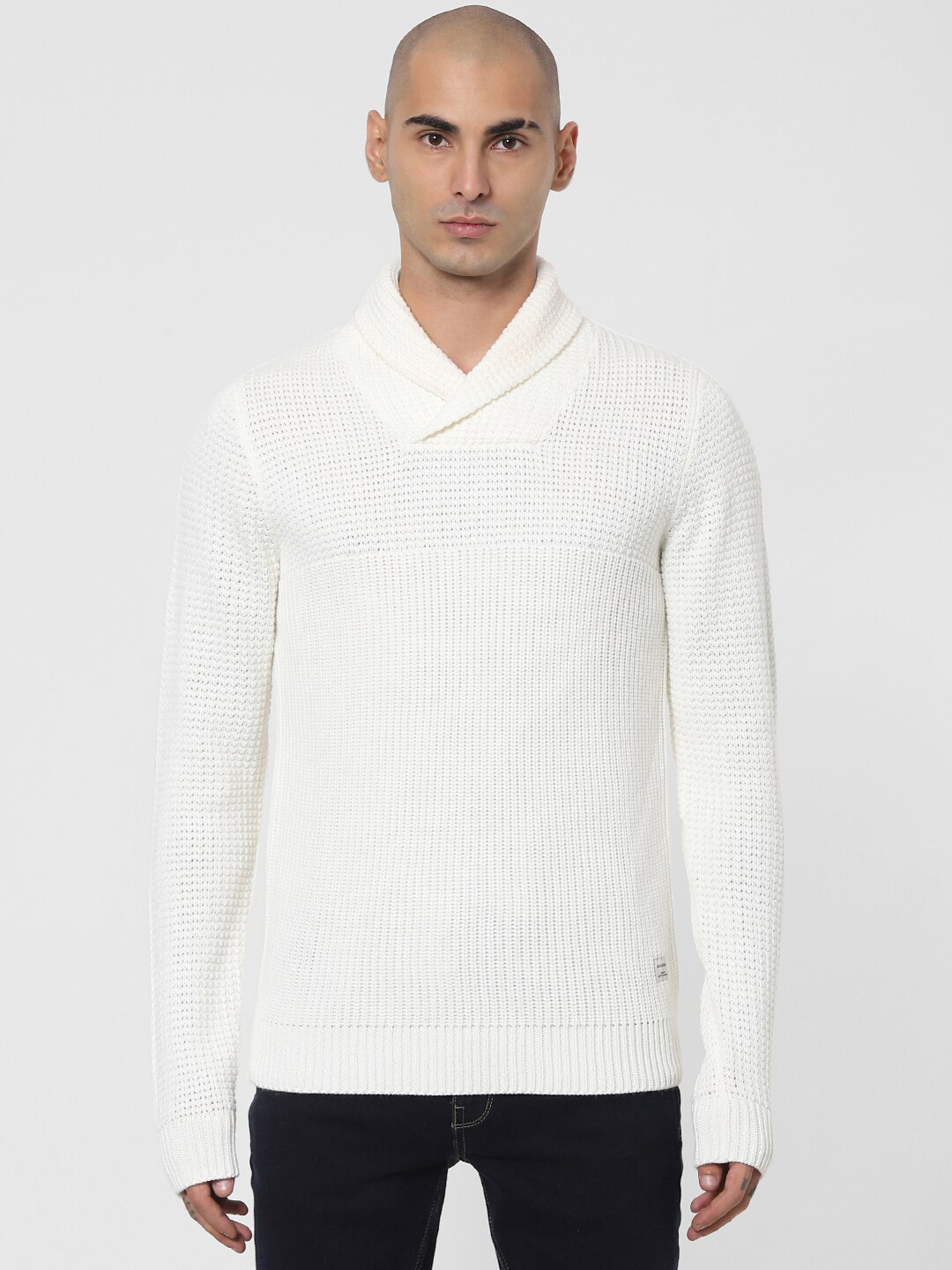 

Jack & Jones Men White Ribbed Pullover
