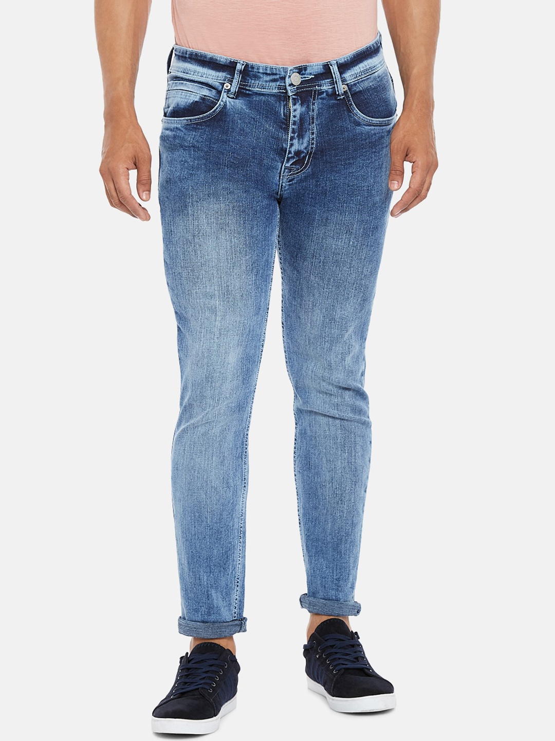 

People Men Blue Skinny Fit Heavy Fade Jeans