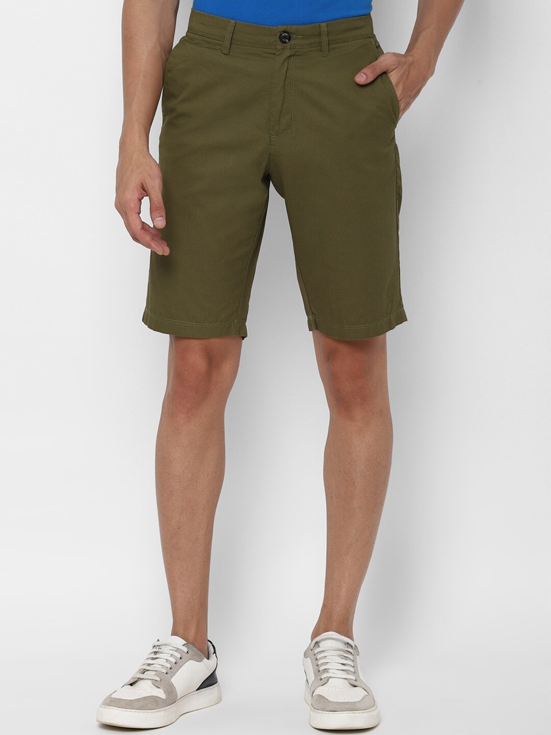 

Allen Solly Men Olive Green Slim Fit Regular Shorts