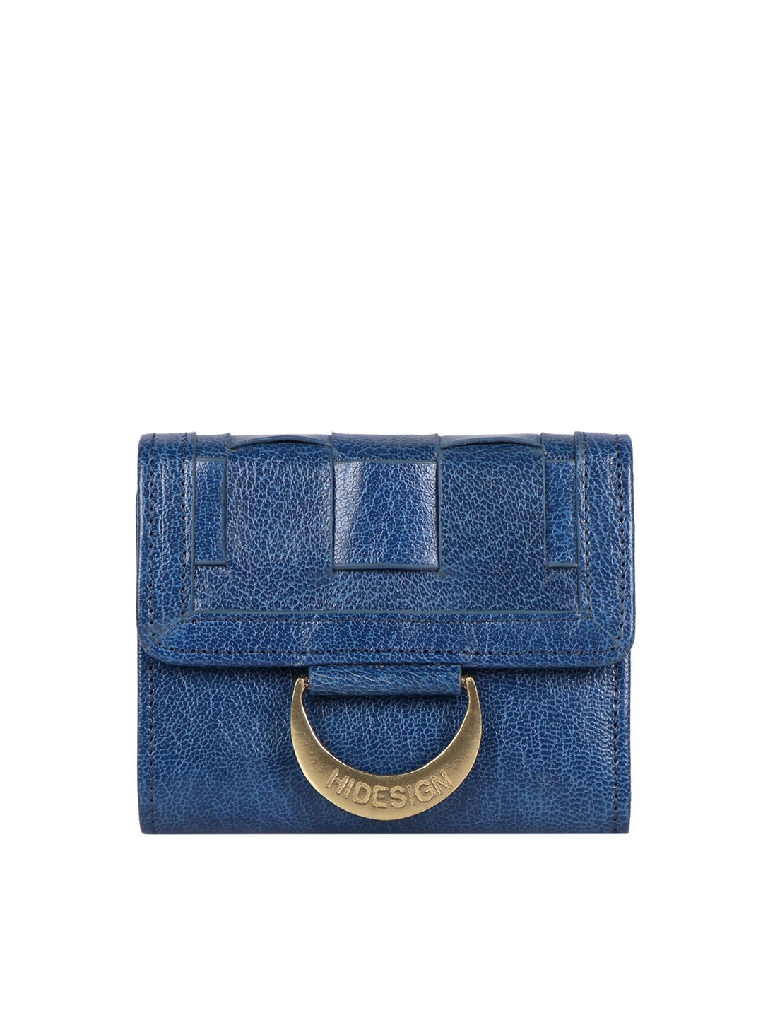 

Hidesign Blue & Gold-Toned Buckle Detail Purse Clutch